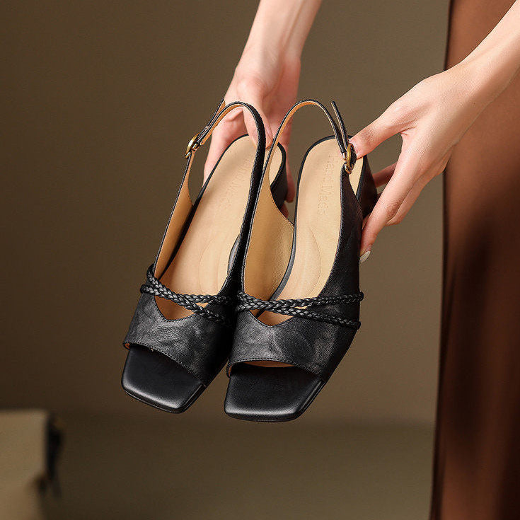 Bianca sandali slingback in pelle genuina