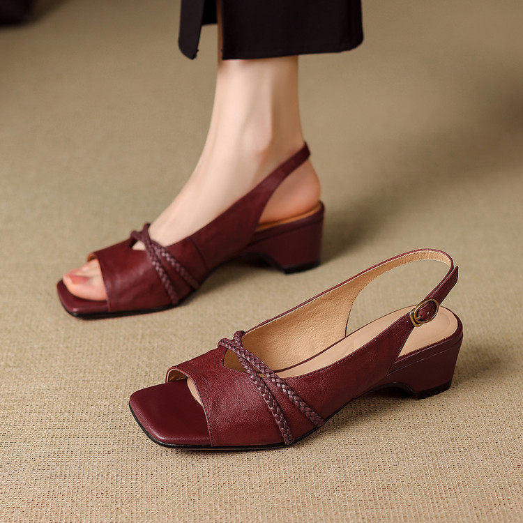 Bianca sandali slingback in pelle genuina