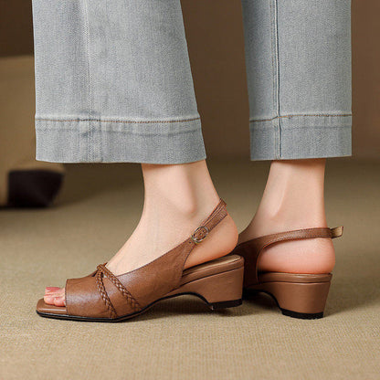Bianca sandali slingback in pelle genuina