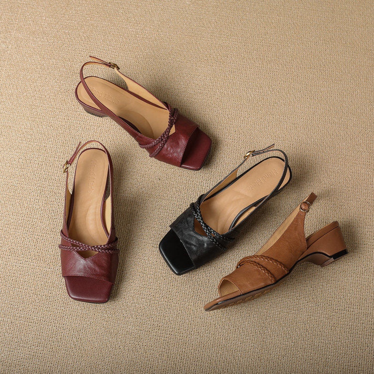 Bianca sandali slingback in pelle genuina