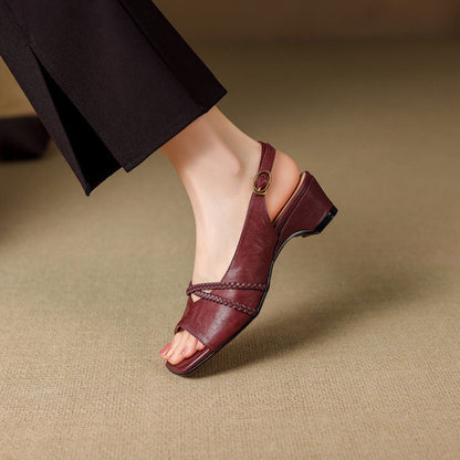 Bianca sandali slingback in pelle genuina