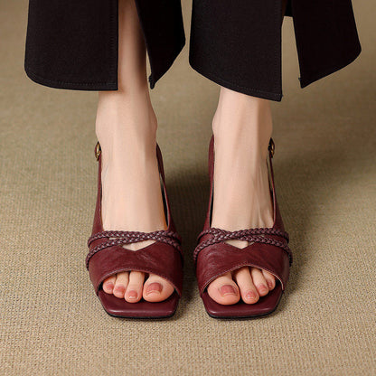 Bianca sandali slingback in pelle genuina