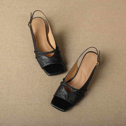 Bianca sandali slingback in pelle genuina