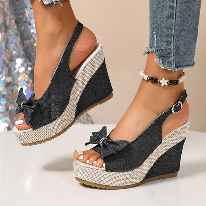 Sandali con zeppa in denim Anna