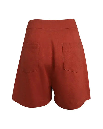 Set di top in lino con scollo a V e pantaloncini Aaliyah