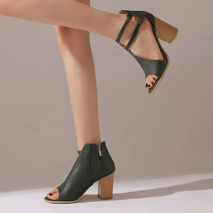 Ava Scarpe con punta aperta e tacco a blocco