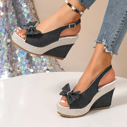 Sandali con zeppa in denim Anna