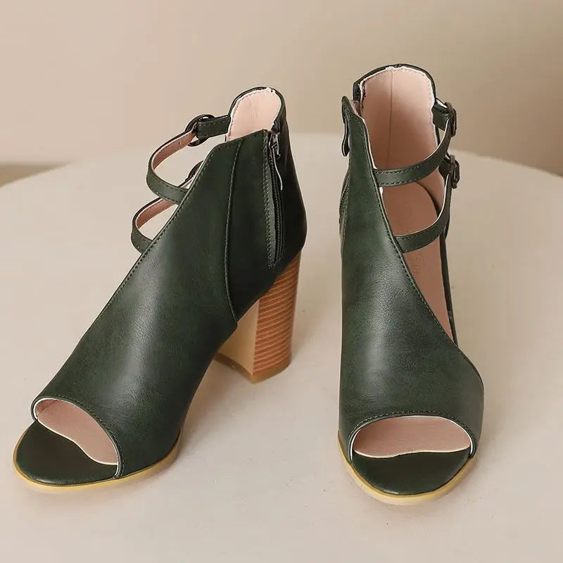 Ava Scarpe con punta aperta e tacco a blocco