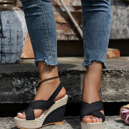 Sandali Maya con piattaforma in denim