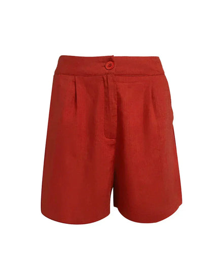 Set di top in lino con scollo a V e pantaloncini Aaliyah