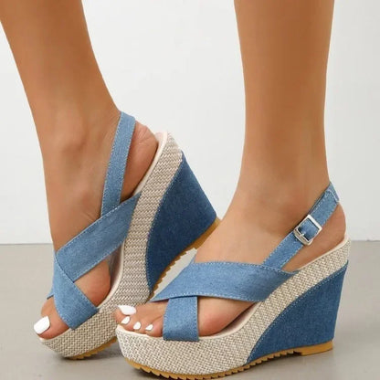 Sandali Maya con piattaforma in denim