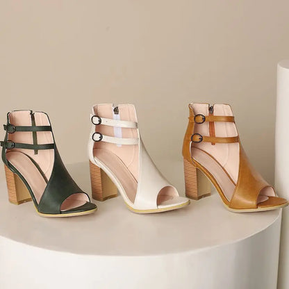 Ava Scarpe con punta aperta e tacco a blocco