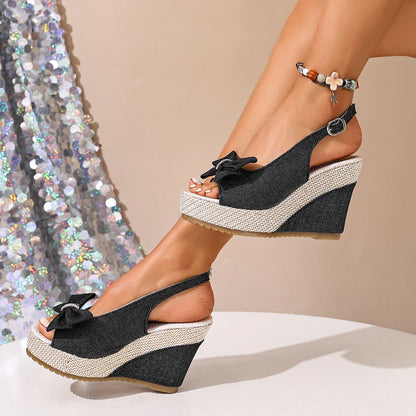 Sandali con zeppa in denim Anna