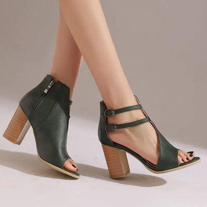 Ava Scarpe con punta aperta e tacco a blocco