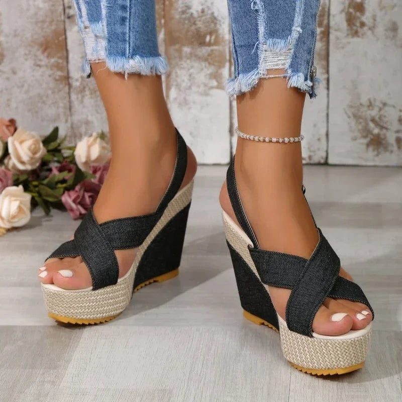 Sandali Maya con piattaforma in denim