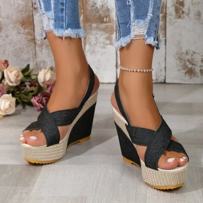 Sandali Maya con piattaforma in denim