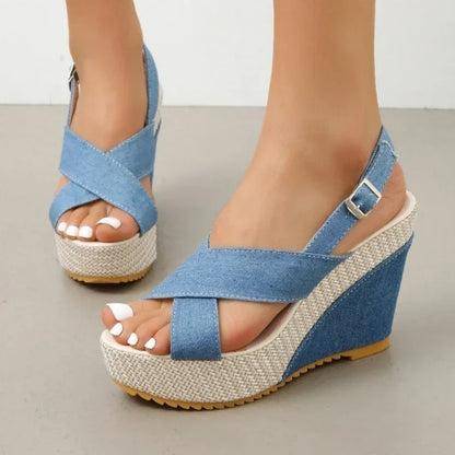 Sandali Maya con piattaforma in denim