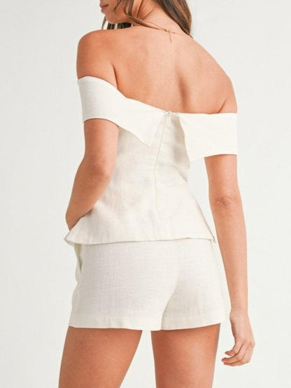 Completo due pezzi bianco in cotone e lino di Blessy