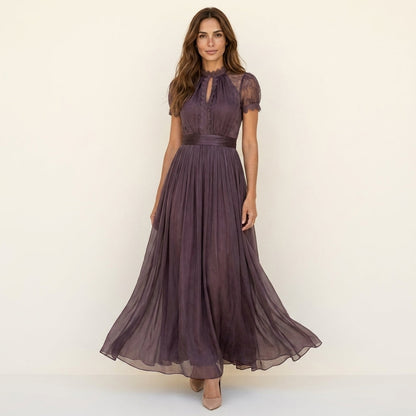 Flavia | Abito lungo con scollo in pizzo