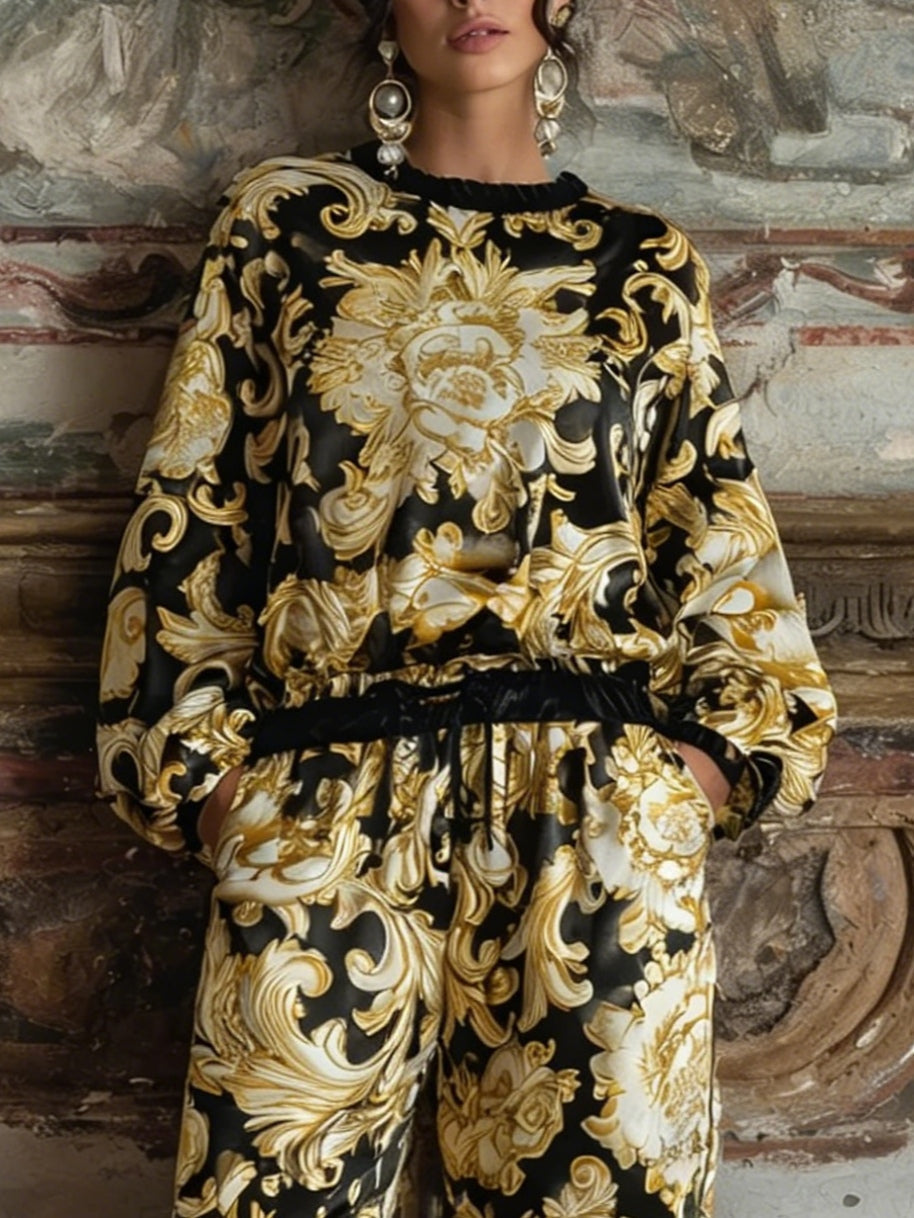 Set di loungewear Ava con motivo floreale barocco