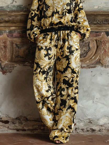 Set di loungewear Ava con motivo floreale barocco