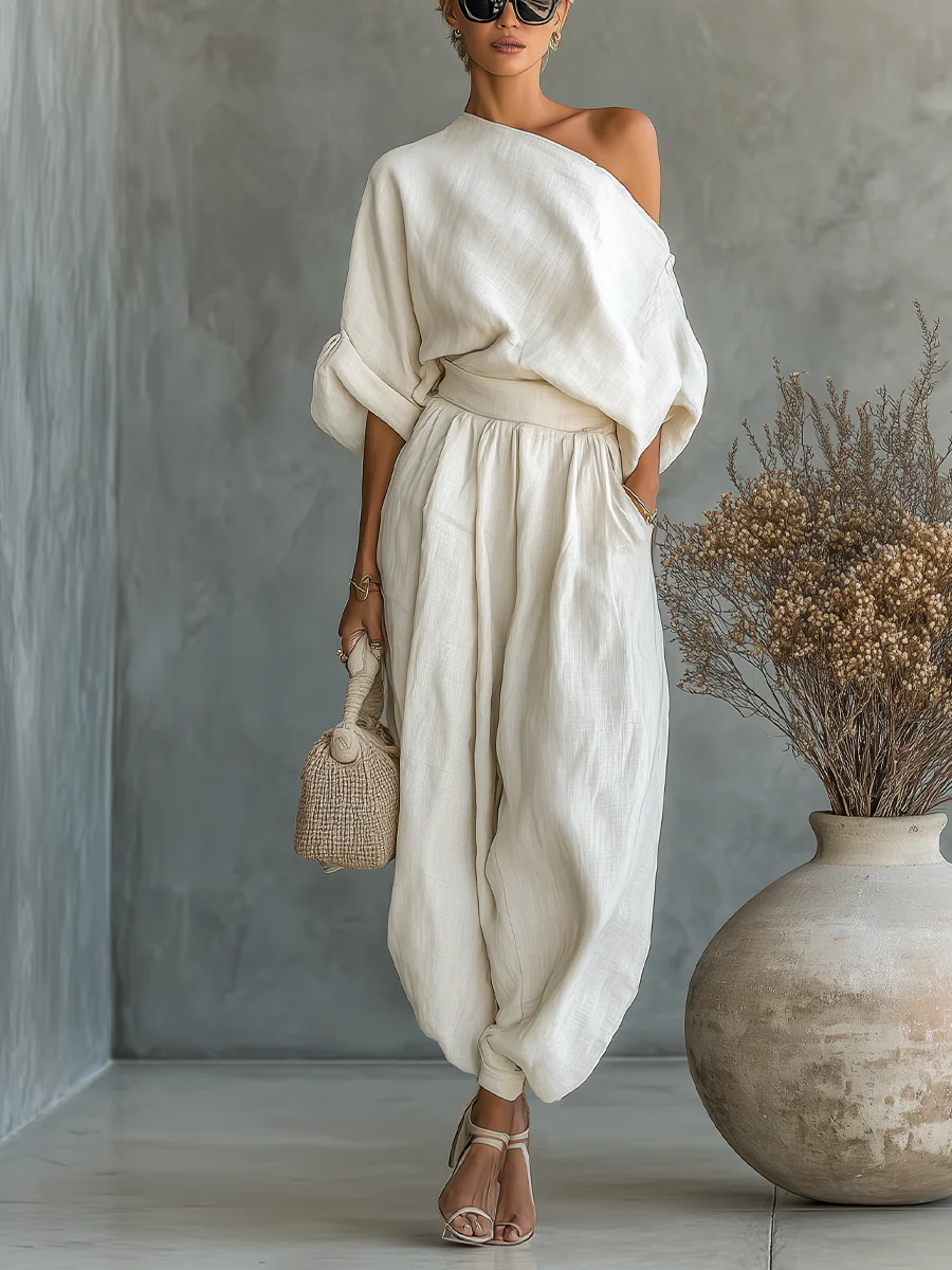 Set di top a spalle scoperte e pantaloni affusolati Avery