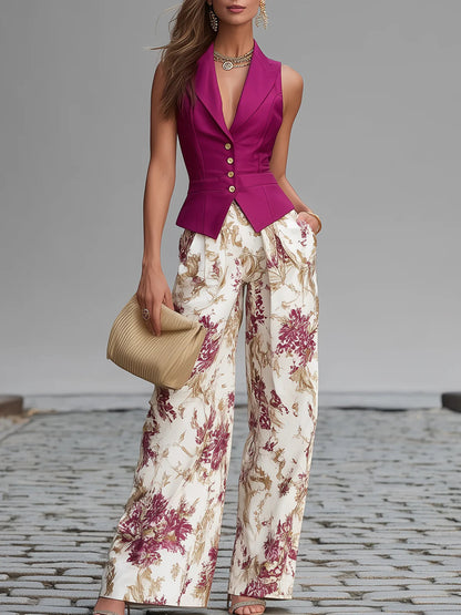 Beatrix Set di Pantaloni con Stampa Floreale