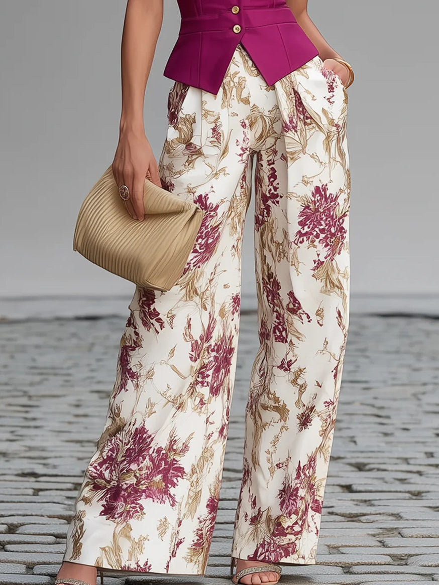 Beatrix Set di Pantaloni con Stampa Floreale