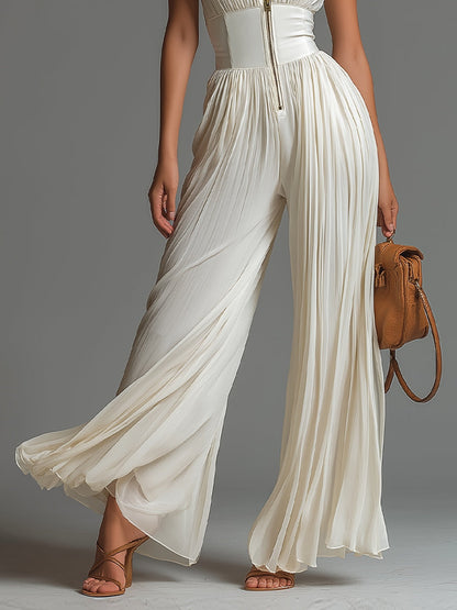 Tuta Zsófia – Chiffon bianco plissettato • S1