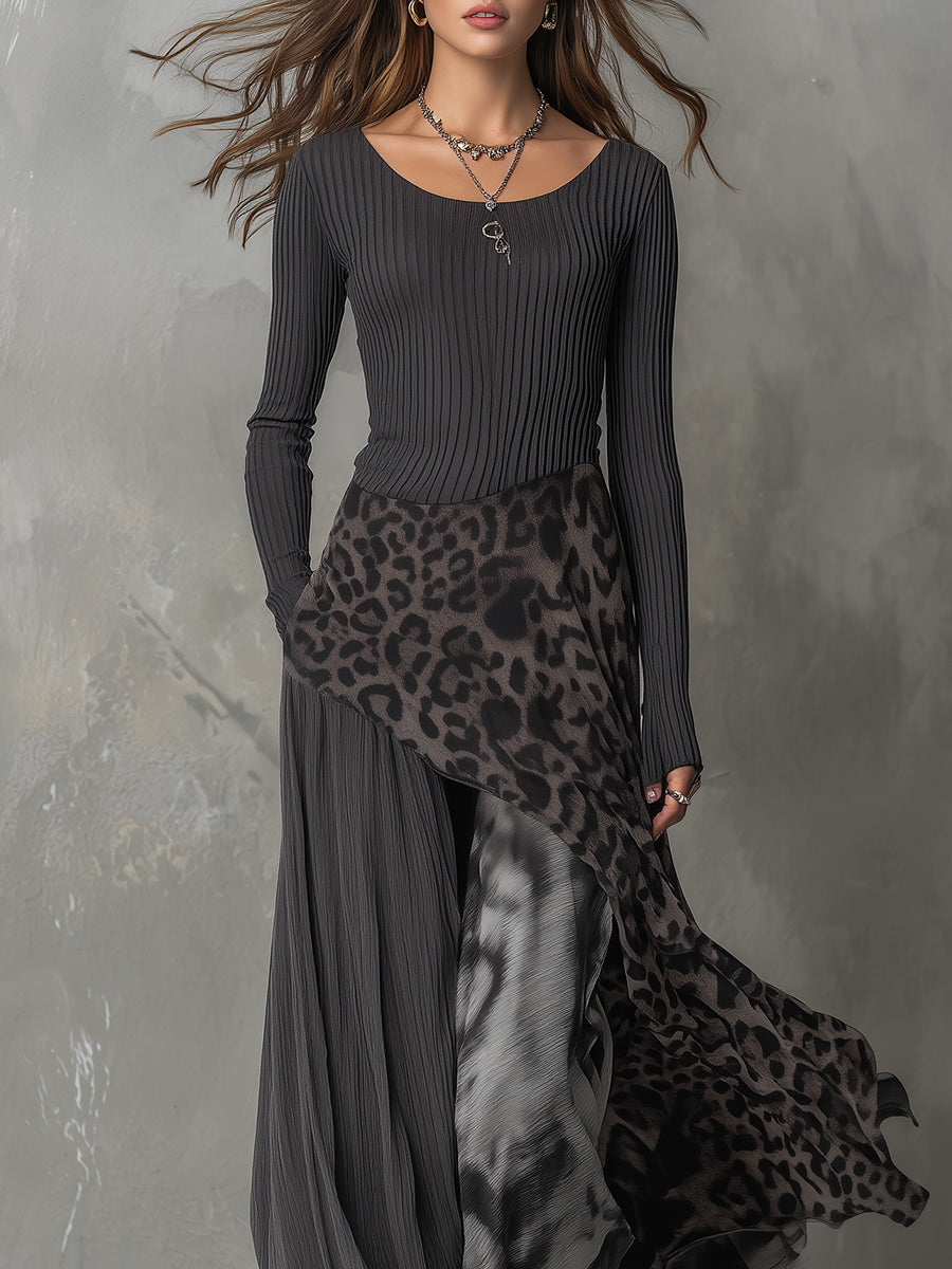 Martina | Abito lungo in stile bohemien con stampa leopardata • S1