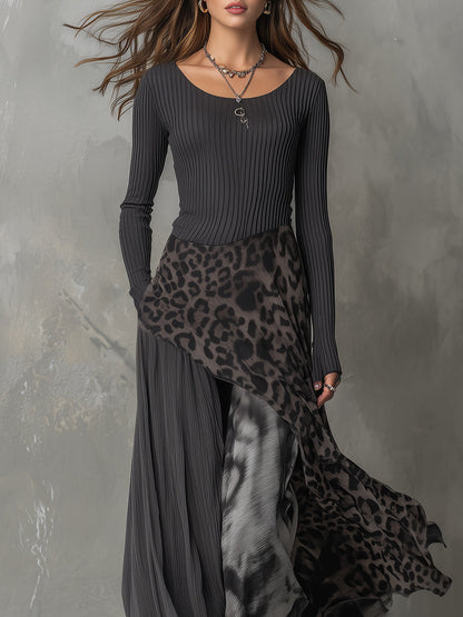 Martina | Abito lungo in stile bohemien con stampa leopardata • S1