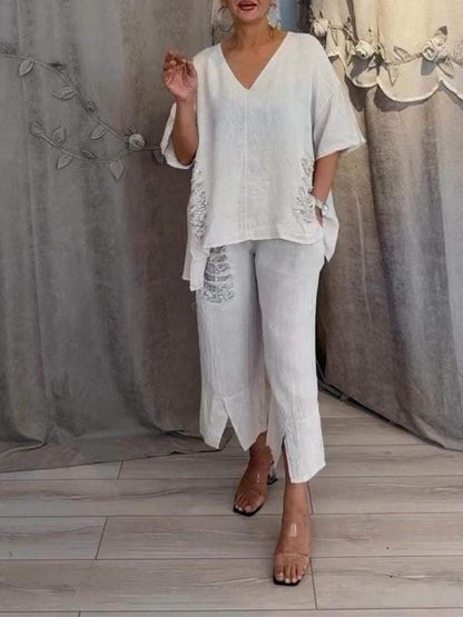 Bianca | Elegante set estivo a due pezzi per i giorni di sole