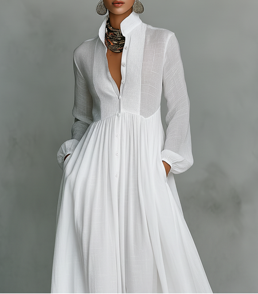 Elisa · Vestito lungo minimalista con collo alto