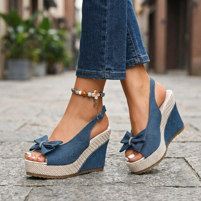 Sandali con zeppa in denim Anna
