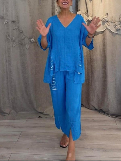 Bianca | Elegante set estivo a due pezzi per i giorni di sole