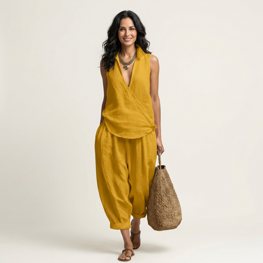 Twiila | Set con top avvolgente e pantaloni a gamba larga