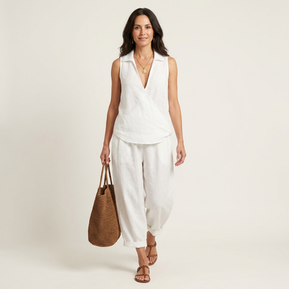 Twiila | Set con top avvolgente e pantaloni a gamba larga