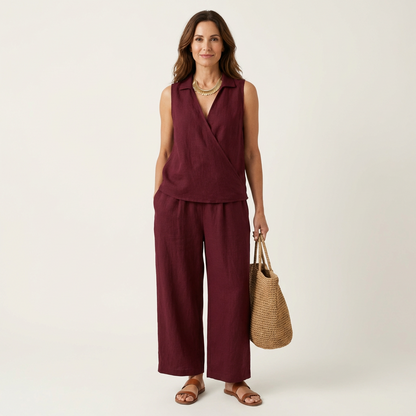 Twiila | Set con top avvolgente e pantaloni a gamba larga