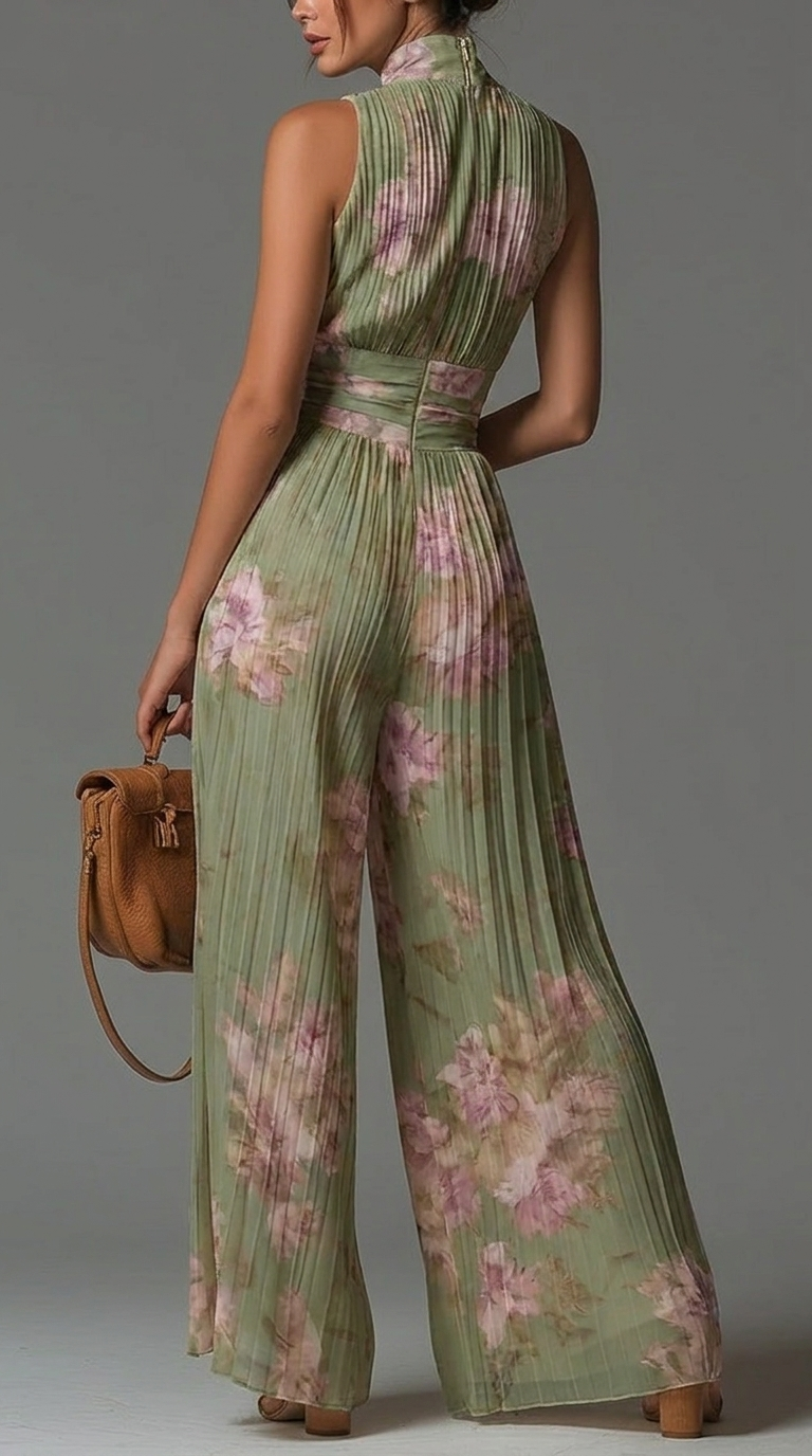 Tuta plissettata in chiffon a fantasia floreale • S1