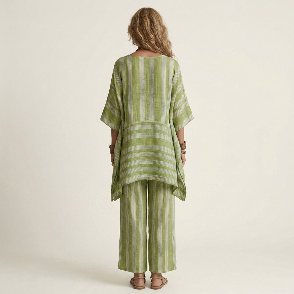 Kiara | Set a due pezzi in cotone-lino a righe