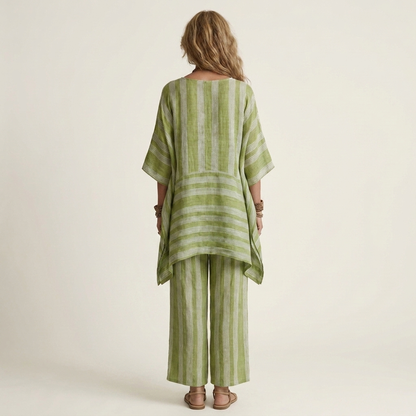 Kiara | Set a due pezzi in cotone-lino a righe