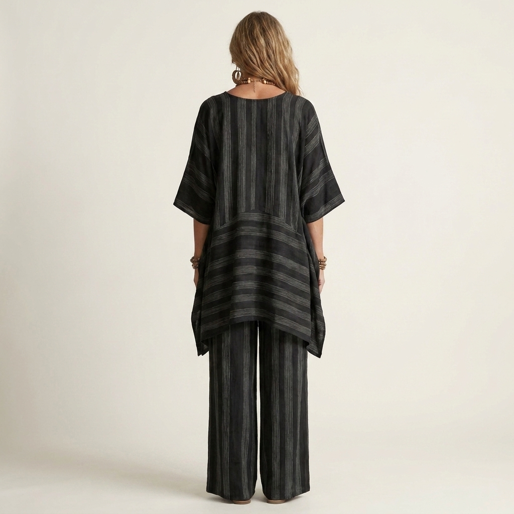 Kiara | Set a due pezzi in cotone-lino a righe