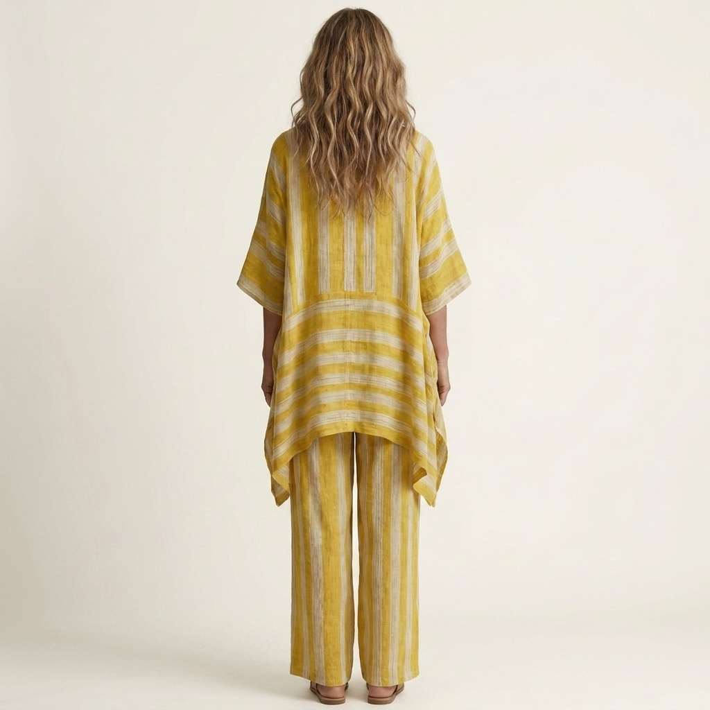 Kiara | Set a due pezzi in cotone-lino a righe