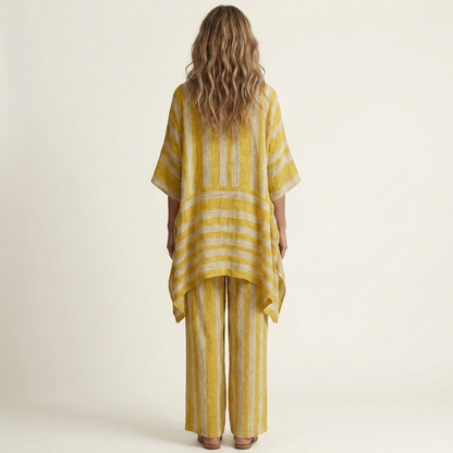 Kiara | Set a due pezzi in cotone-lino a righe
