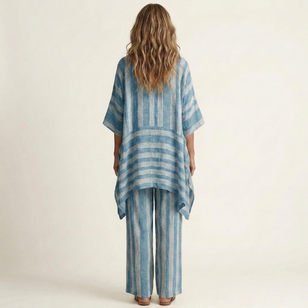 Kiara | Set a due pezzi in cotone-lino a righe