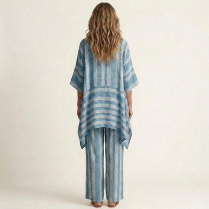 Kiara | Set a due pezzi in cotone-lino a righe