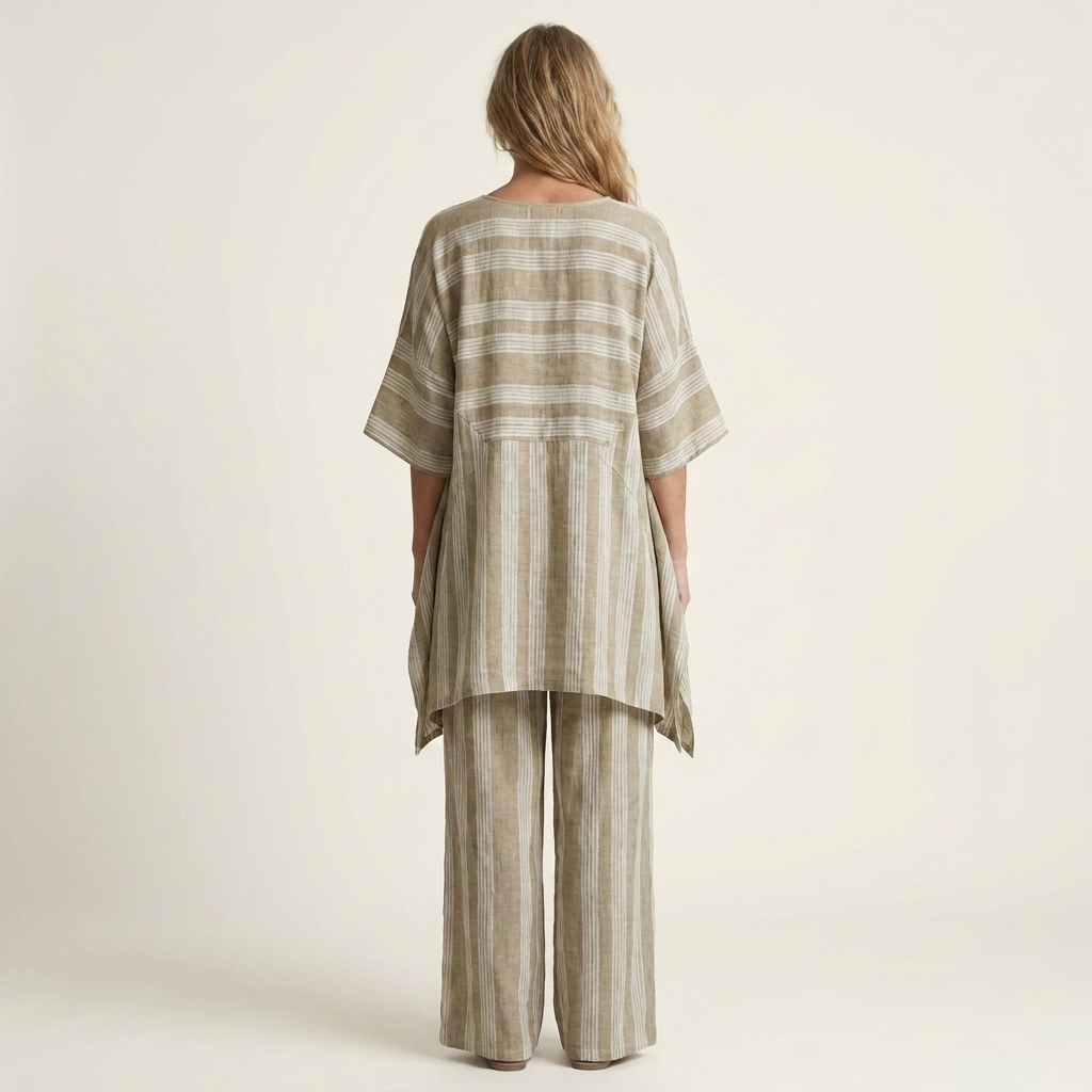 Kiara | Set a due pezzi in cotone-lino a righe