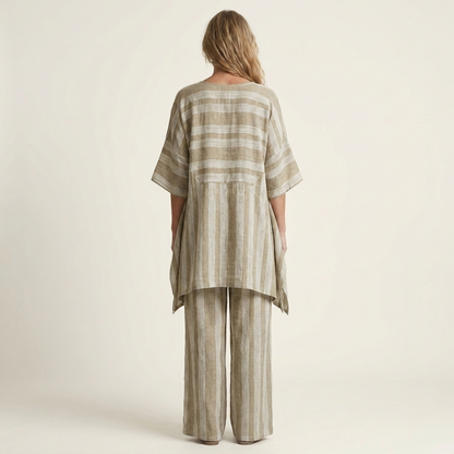 Kiara | Set a due pezzi in cotone-lino a righe