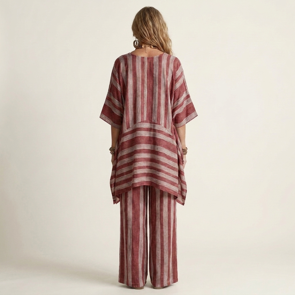 Kiara | Set a due pezzi in cotone-lino a righe