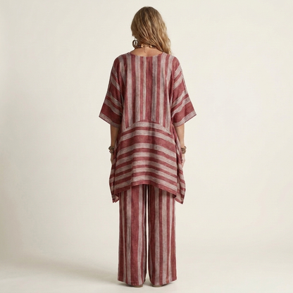 Kiara | Set a due pezzi in cotone-lino a righe
